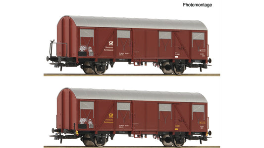 Roco R6600248 2 piece set: Covered postal wagons, DBP