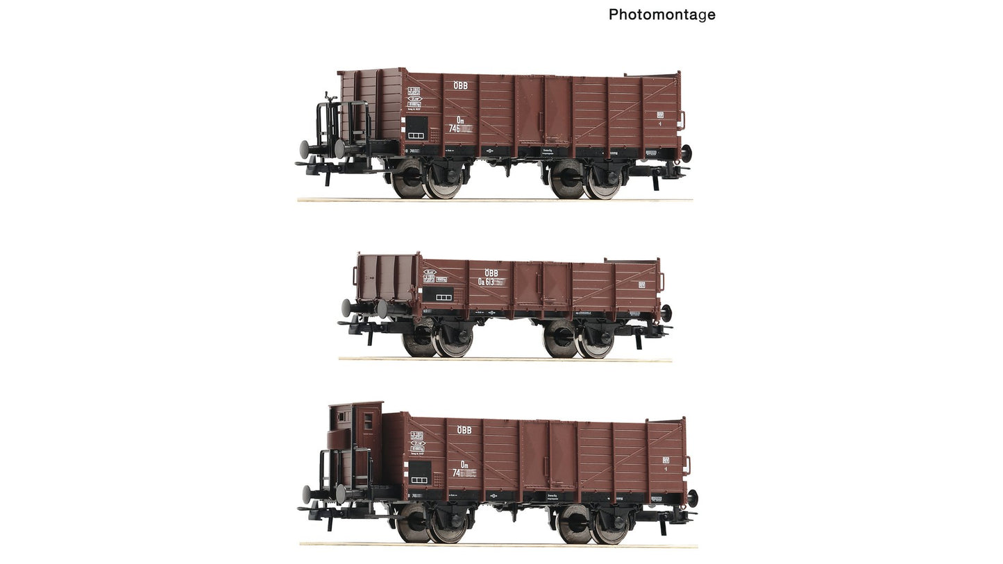 Roco R6600250 3 piece set: Open goods wagons, ÖBB