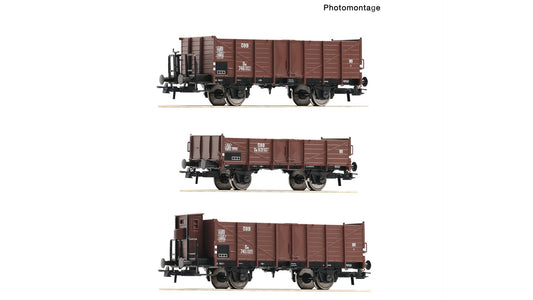 Roco R6600250 3 piece set: Open goods wagons, ÖBB