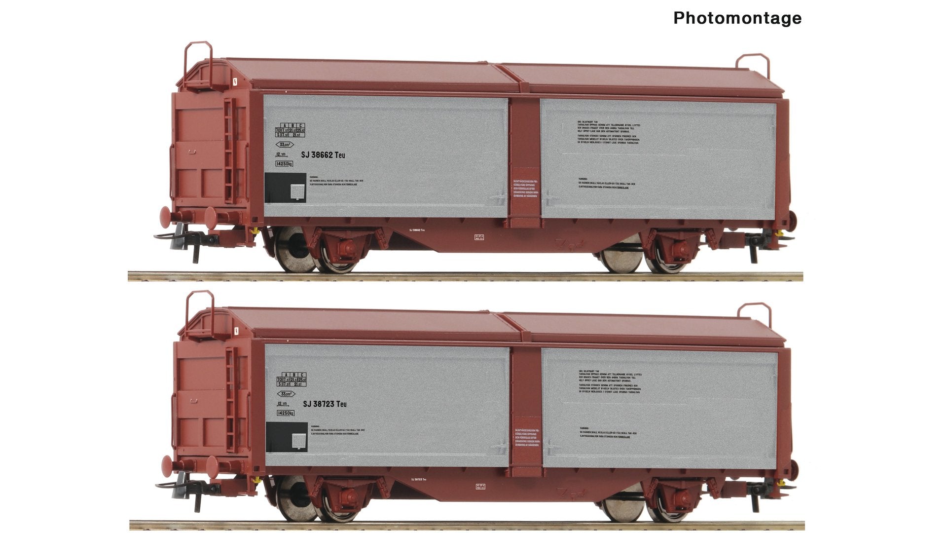 Roco R6600257 2 piece set: Sliding roof/sliding wall wagon, SJ