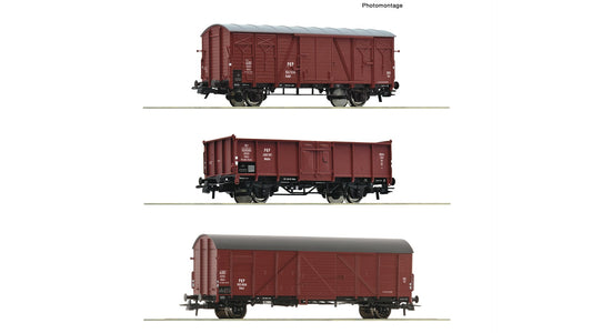 Roco R6600273 3 piece set: Goods wagons, PKP