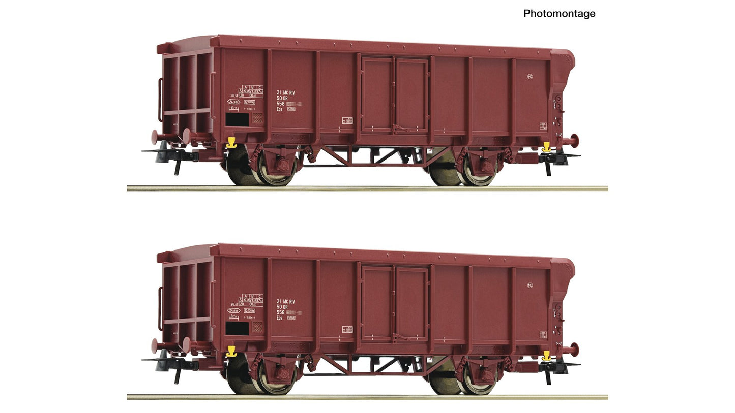 Roco R6600280 2 piece set: Open goods wagons, DR