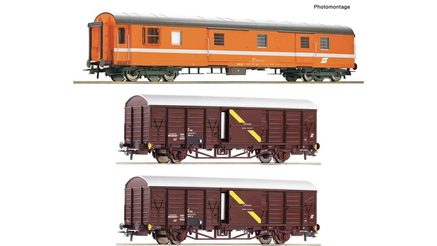 Roco R6600294 3 piece set: Postal wagons, ÖBB
