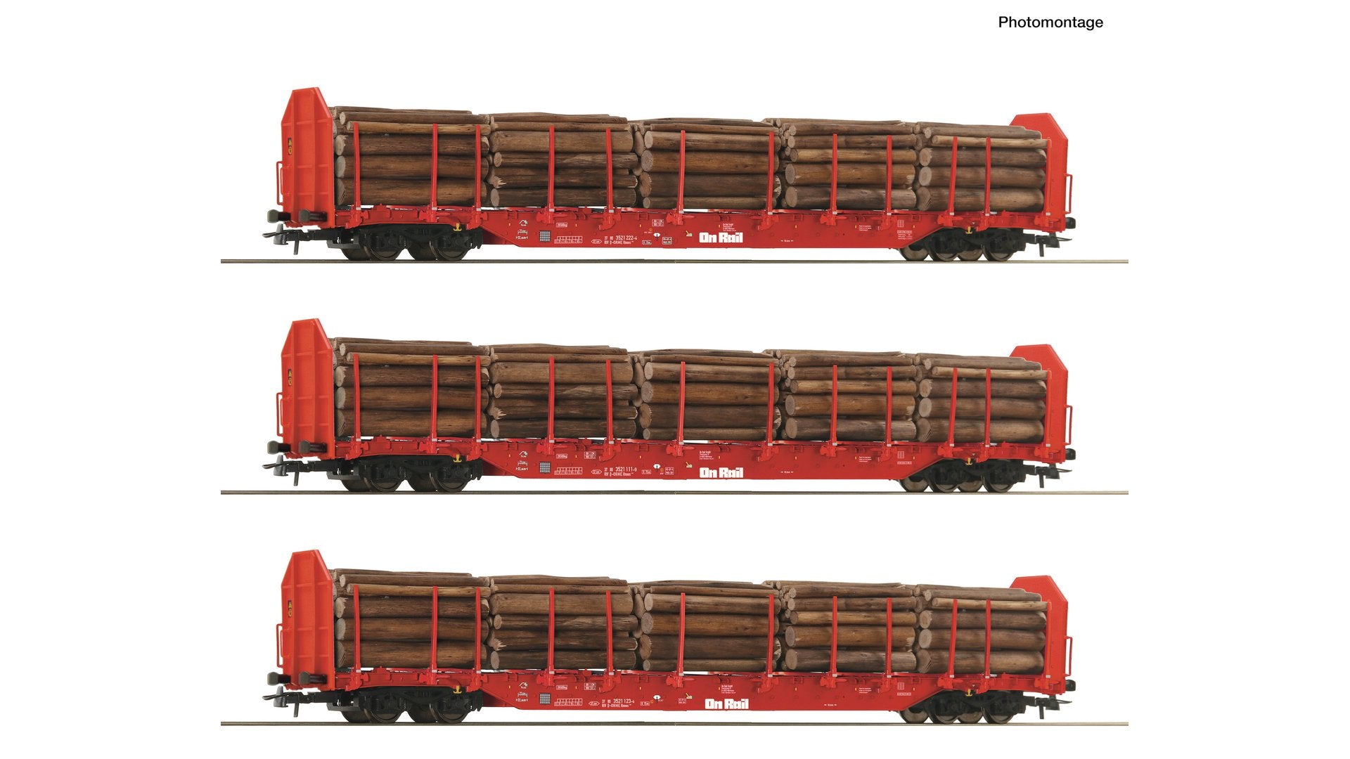 Roco R6600318 3 piece set: Stanchion wagons, OnRail