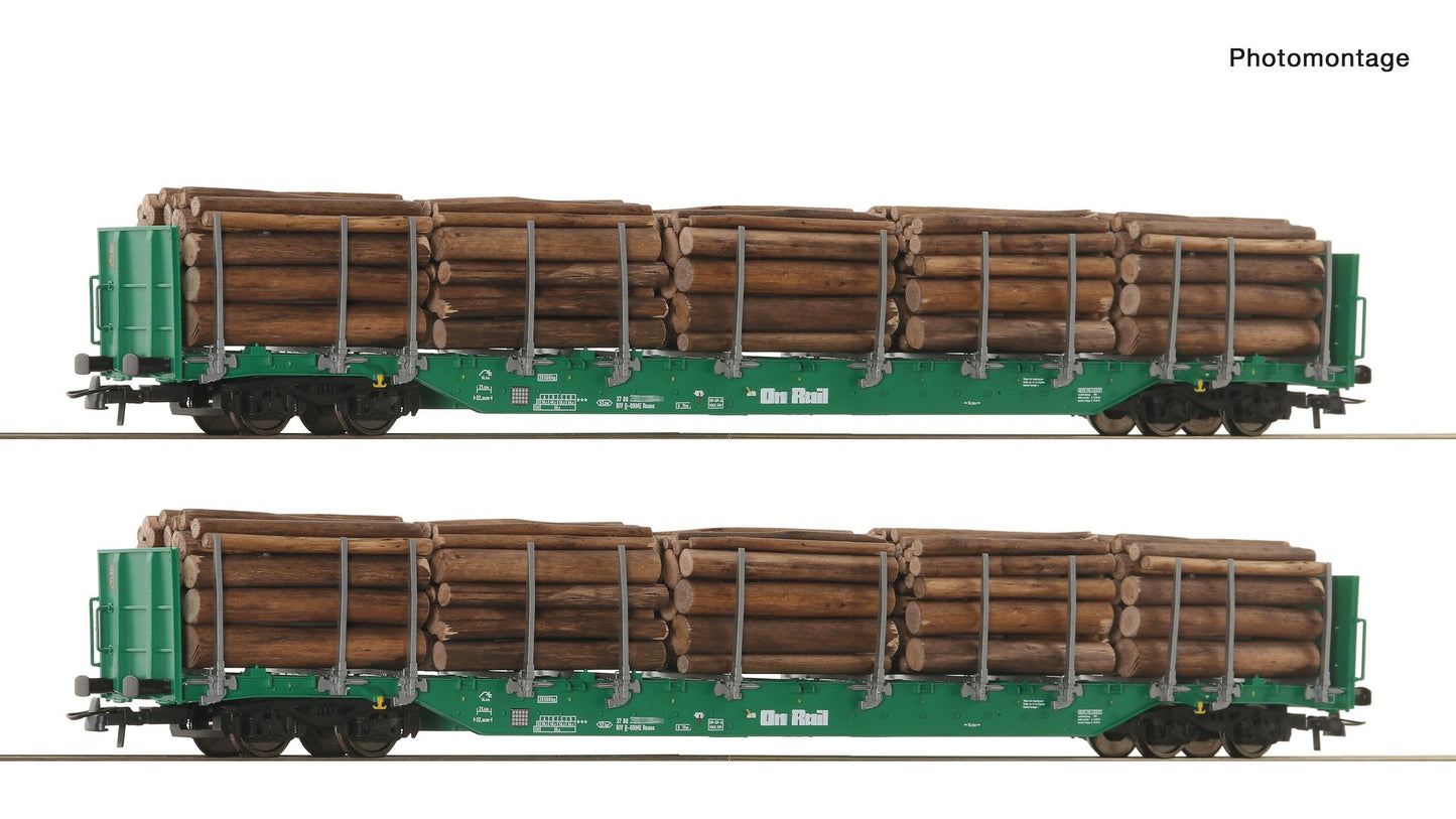 Roco R6600319 2 piece set: Stanchion wagons, OnRail