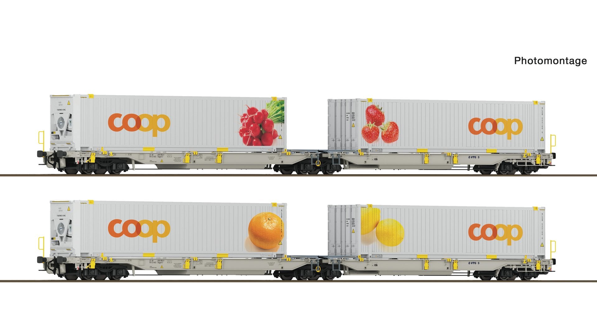 Roco R6600323 2-piece set 2: Articulated double-pocket wagon T2000, railCare