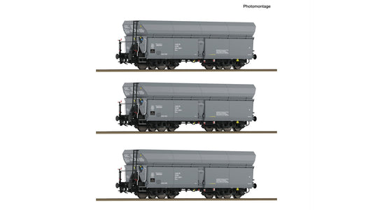 Roco R6600324 3 piece set: Self-unloading hopper wagons, PKP