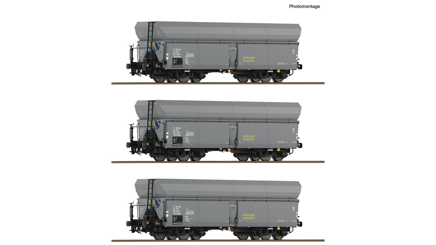 Roco R6600325 3 piece set: Self-unloading hopper wagons, CSD