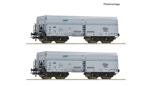 Roco R6600328 2 piece set: Self-unloading hopper wagons, CEMET