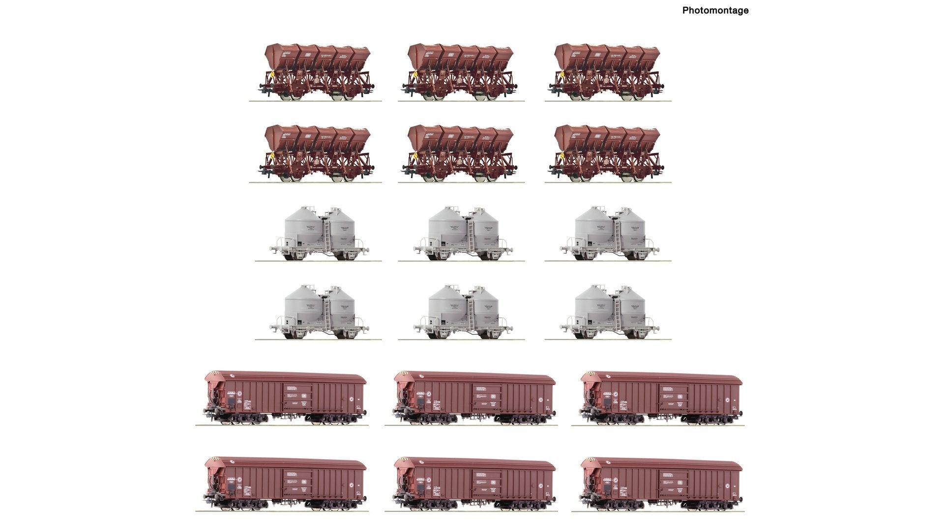Roco R6600330 18 piece display: open cars, DB
