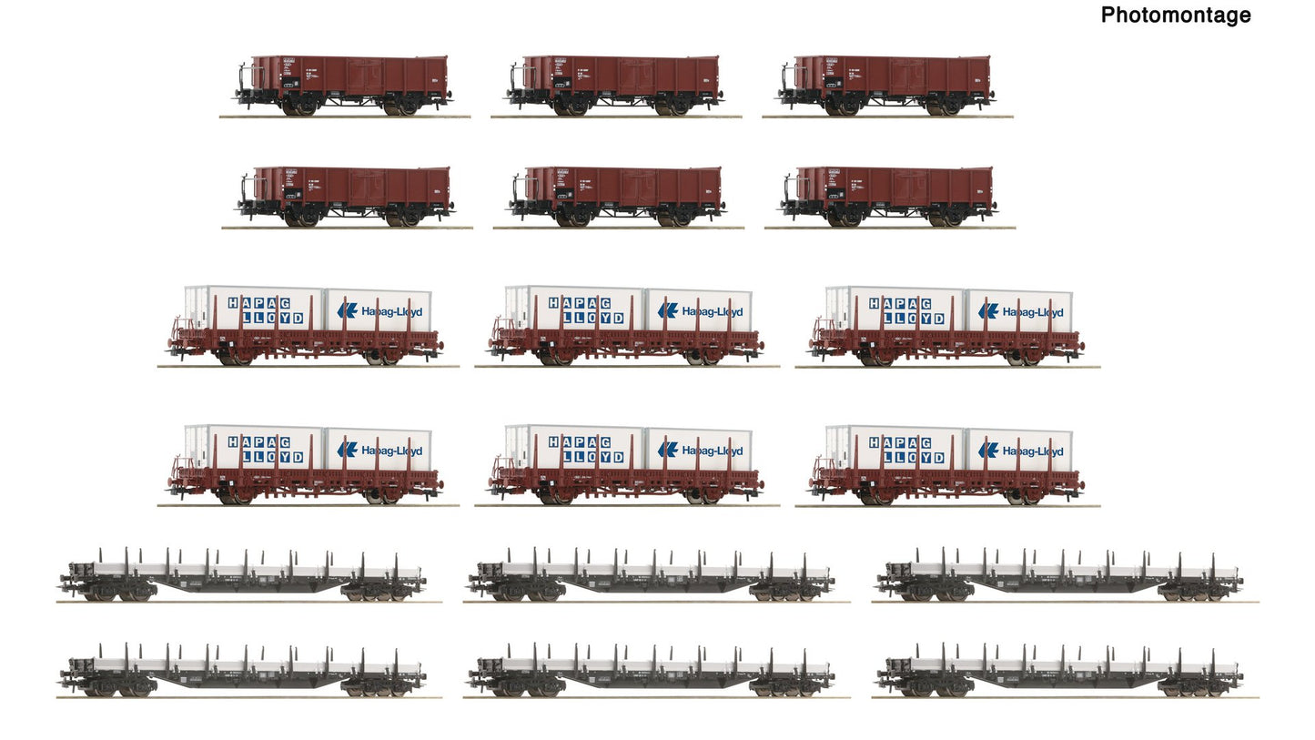 Roco R6600335 18 piece display: goods wagons, DB