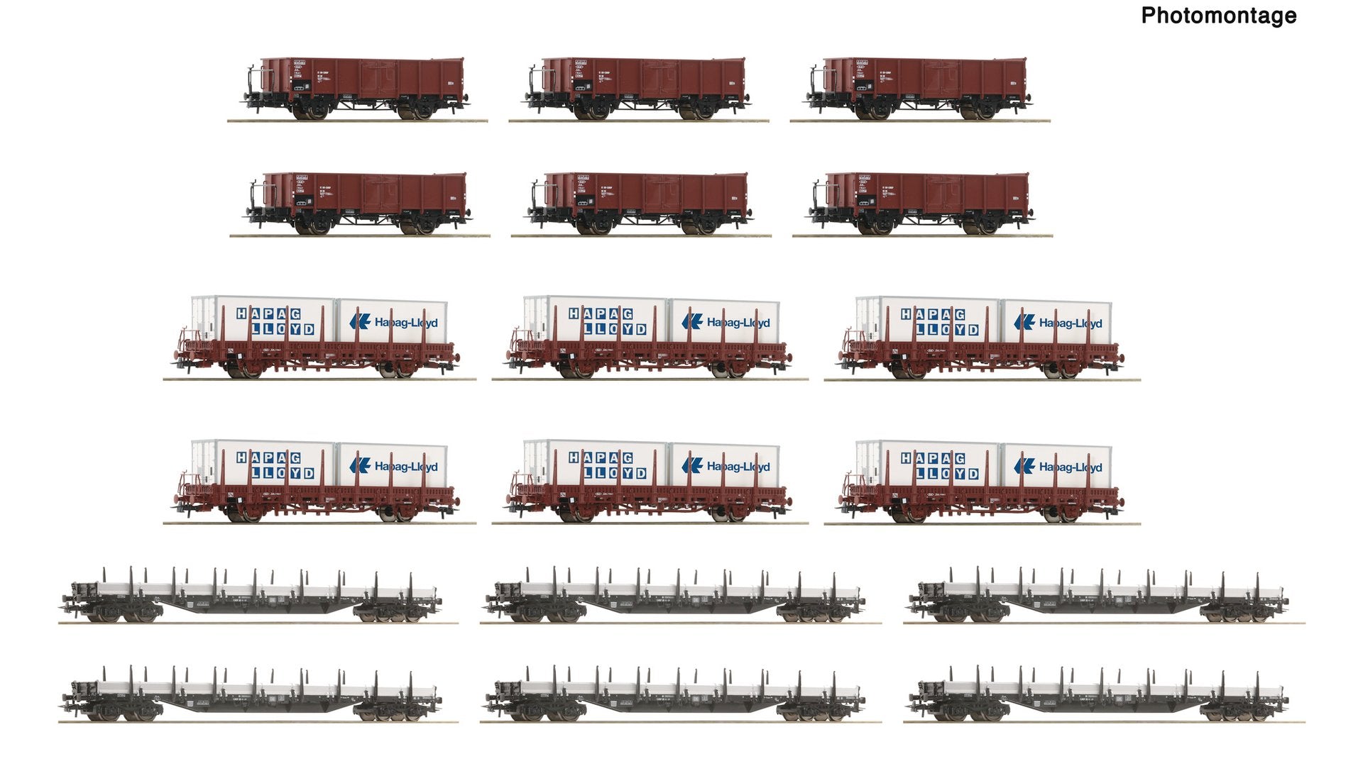Roco R6600335 18 piece display: goods wagons, DB
