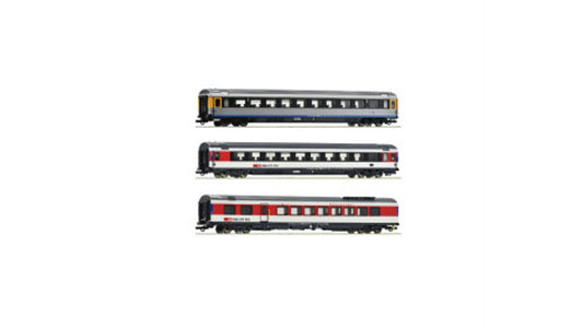 Roco 74021 3 piece set 1 EuroCity coaches EC 7 SBB