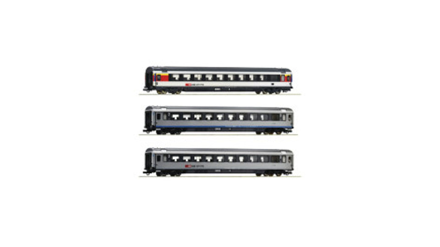 Roco 74022 3 piece set 2 EuroCity coaches EC 7 SBB
