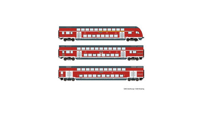 Roco 74150 3 piece set Double deck cars