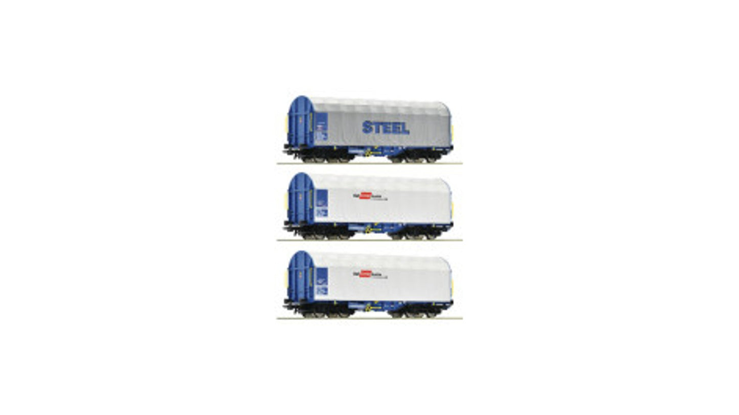 Roco 77024 3 piece set Sliding tarpaulin wagons OBB