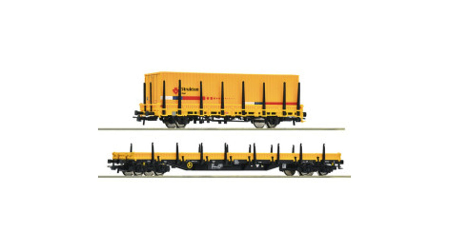 Roco 77029 2 Piece Set Stake Wagons Strukton Rail DC