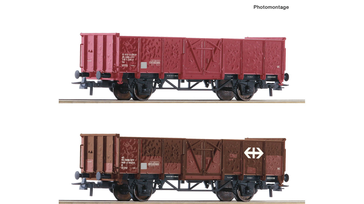 Roco R77034 2 piece set: Open goods wagons, SBB