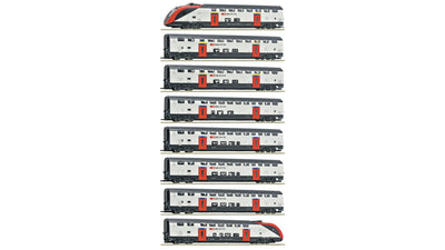 Roco 7710007 8 Piece Set Long Distance Double Deck Train RABe 502 SBB DCC