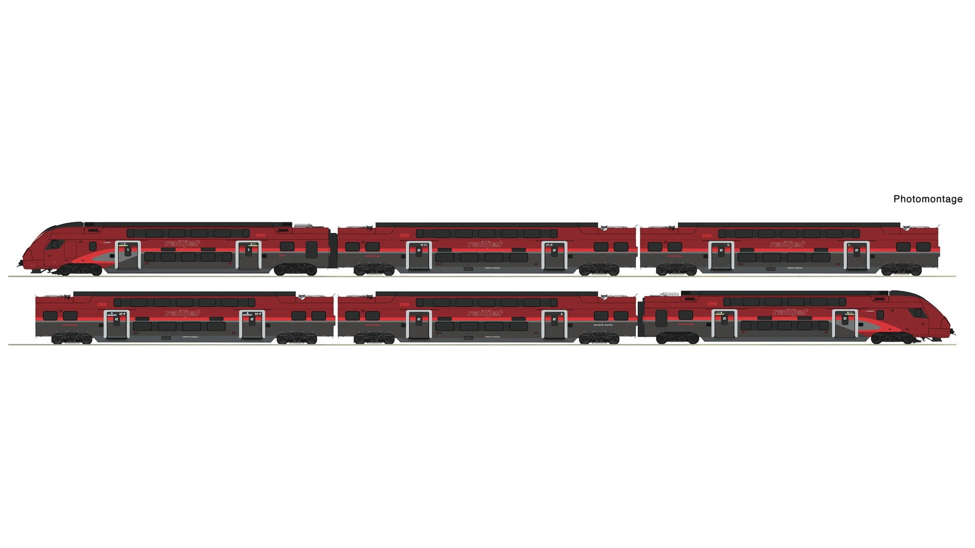 Roco R7720039 6pc Set Railjet Doubledeck ÖBB AC-Snd.