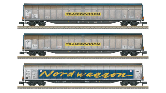 MiniTrix 18297 Transwaggon Sliding Wall Boxcar Set