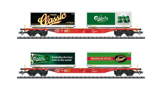 Trix 24509 Carlsberg and Tuborg Container Transport Car Set