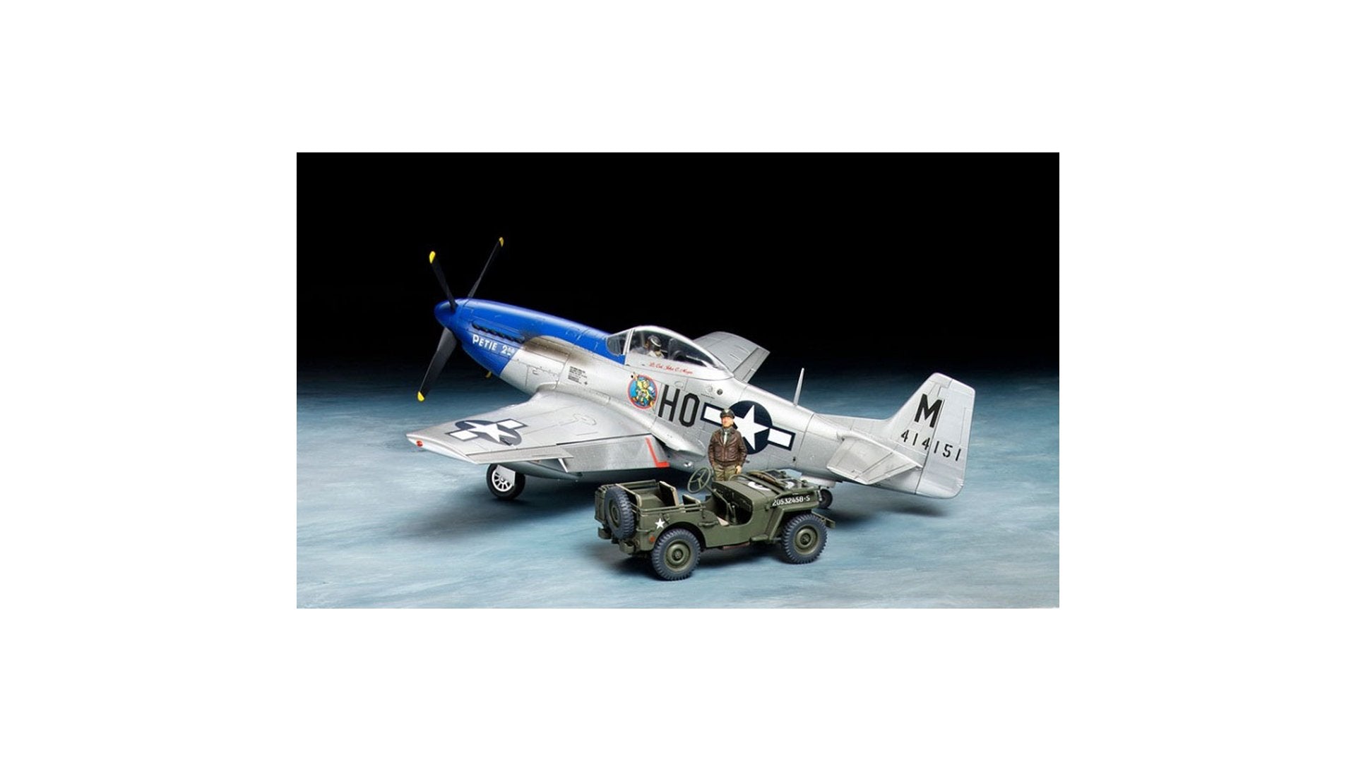 Tamiya 25205 US NA P-51D Mustang With 1/4 4x4 Light Vehicle 1/48 Model - A-Z Toy Hobby